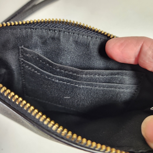 coach corner zip wristlet in signature canvas f58053 strap brown gold euc - Picture 3 of 6